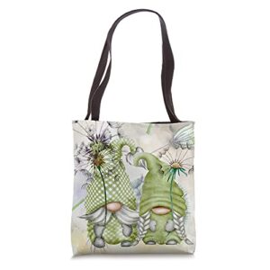 Dandelion Flower Pattern For Women With Funny Garden Gnomes Tote Bag