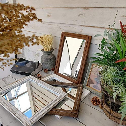 AAZZKANG Wood Mirror with Frame Rustic Wall Mirror Rectangle Decorative Farmhouse Bedroom Bathroom Hanging Mirror Home Wall Decor