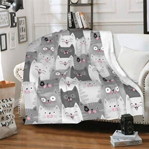 cuajh cute cats blanket for adult 50″x60″, lightweight soft flannel fleece throw blanket for bed couch sofa chair office