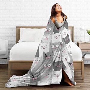 CUAJH Cute Cats Blanket for Adult 50"x60", Lightweight Soft Flannel Fleece Throw Blanket for Bed Couch Sofa Chair Office