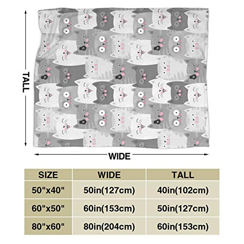 CUAJH Cute Cats Blanket for Adult 50"x60", Lightweight Soft Flannel Fleece Throw Blanket for Bed Couch Sofa Chair Office