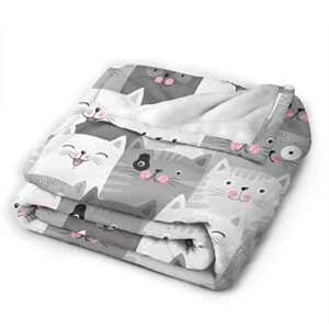 CUAJH Cute Cats Blanket for Adult 50"x60", Lightweight Soft Flannel Fleece Throw Blanket for Bed Couch Sofa Chair Office