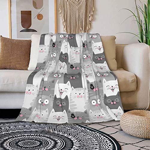 CUAJH Cute Cats Blanket for Adult 50"x60", Lightweight Soft Flannel Fleece Throw Blanket for Bed Couch Sofa Chair Office