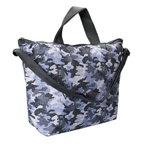 LeSportsac Camo Canvas Indigo Deluxe Easy Carry Tote Crossbody + Top Handle Handbag, Style 4360/Color F545, Modern Denim Inspired Heather Camouflage in Blue & Grey