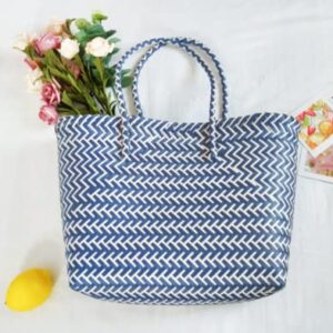 Goodly Beach Bag/Handmade Woven Market Tote Bag/Woven Versatile Large Top Handle Bag(Blue)