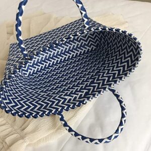 Goodly Beach Bag/Handmade Woven Market Tote Bag/Woven Versatile Large Top Handle Bag(Blue)