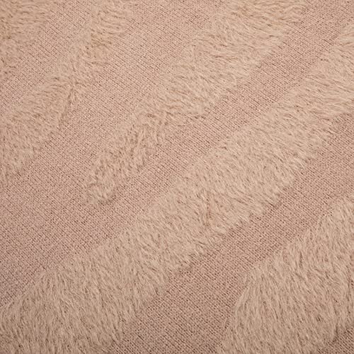 Snuggle Sac Luxury Feather Yarn Fluffy Throw Blanket 3D Hand Feeling Microfiber Super Soft Fuzzy Reversible Lightweight Cozy Decor Knitted Blankets with Natural Textured for Home Couch 50''x60 Beige