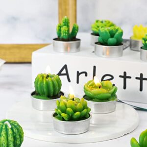 Tea Light Candles,Christmas Decorations, Cactus Candles, Artificial Succulent Candles, Mini Tea Light Candles, 6 Designs Candles for Birthday Wedding Home Party