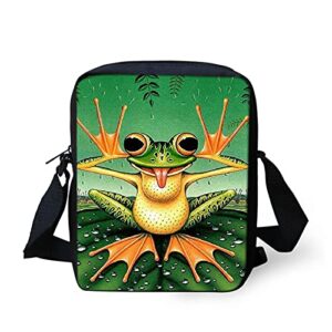 stuoarte cartoon frog print crossbody slingbag with adjustable strap, lightweight durable purse tote shoulder messenger bags travel bag handbag for women teens