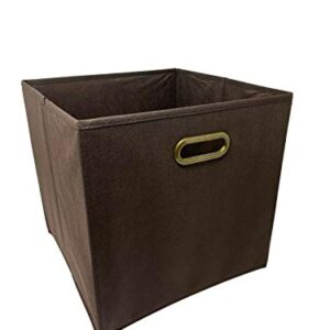 ABLEHOME Large 6 Pack Fabric Storage Bins Box Organizer Cube Basket Container 13"x13"x13" Brown w/Metal Handle