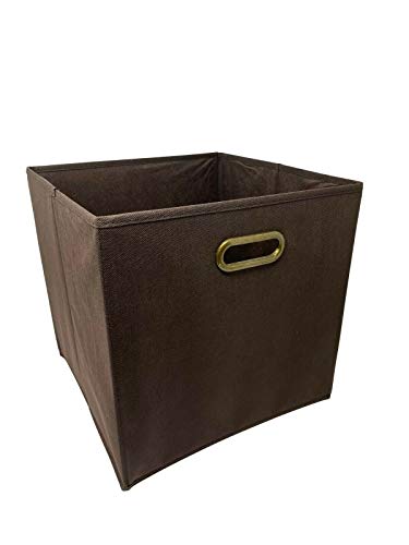 ABLEHOME Large 6 Pack Fabric Storage Bins Box Organizer Cube Basket Container 13"x13"x13" Brown w/Metal Handle