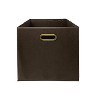 ABLEHOME Large 6 Pack Fabric Storage Bins Box Organizer Cube Basket Container 13"x13"x13" Brown w/Metal Handle