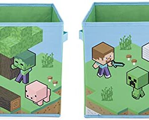 Jay Franco Minecraft Life 2 Pack Collapsible Cube Storage Bins – Kids Foldable Organizer with Handles (Official Minecraft Product)