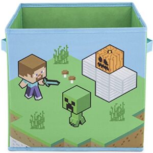 Jay Franco Minecraft Life 2 Pack Collapsible Cube Storage Bins – Kids Foldable Organizer with Handles (Official Minecraft Product)