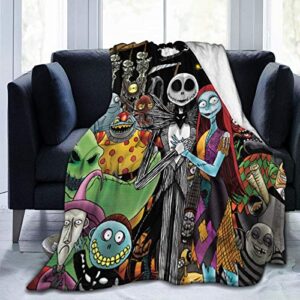 nightmare before christmas blanket soft jack skellington & sally throw blankets for couch bed living room sofa 50″ x40