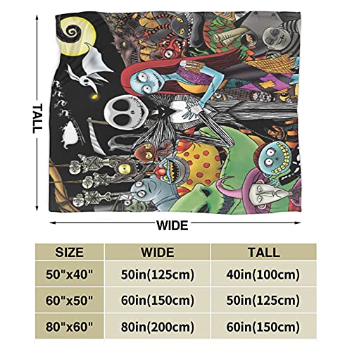 Nightmare Before Christmas Blanket Soft Jack Skellington & Sally Throw Blankets for Couch Bed Living Room Sofa 50" X40