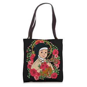 st therese of lisieux kids little flower rose catholic saint tote bag