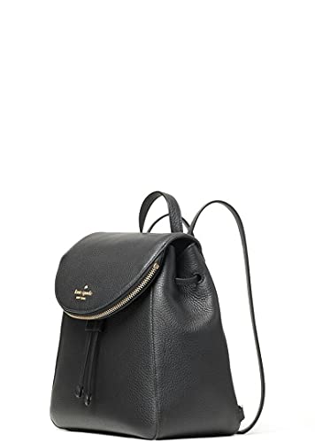 KATE SPADE LEILA MEDIUM FLAP BACKPACK TOTE BAG BLACK SOFT LEATHER