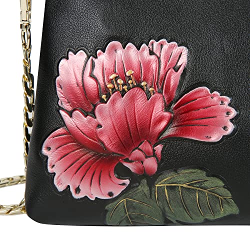 WILD WORLD Leather Hobo Handbag, Fashion eather Wristlet Clutch, Pretty Purse Bag for Women