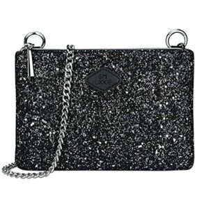 gm likkie crossbody clutch purse for women, glitter evening bag, shoulder wedding handbag for party (black)