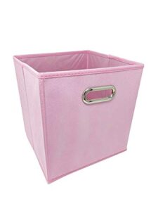 ablehome 6 pack fabric storage bins box organizer cube basket container 10.5″x10.5″x11″ pink w/metal handle
