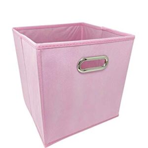 ABLEHOME 6 Pack Fabric Storage Bins Box Organizer Cube Basket Container 10.5"x10.5"x11" Pink w/Metal Handle