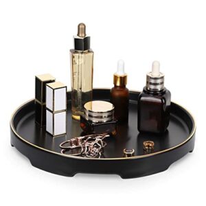 shinowa ceramic decorative tray, bathroom vanity tray,perfume tray cosmetic tray for dresser-tops office living room kitchen countert, black