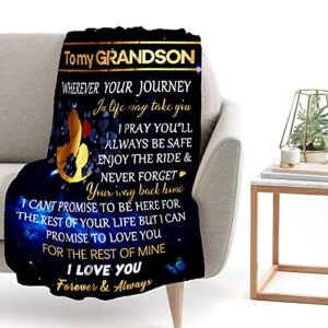 Grandson Gifts from Grandma, to My Grandson Blanket 50"x40", Birthday Christmas Graduation Gift Idea for Grandson from Grandmother, Soft Lightweight Throw Blankets for Couch Bed