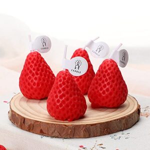 8 pieces strawberry candle strawberry shaped scented candle mini soy wax candle small scented cute candle wax decorative candle for bedroom bathroom decoration parties, 2 packs (red)