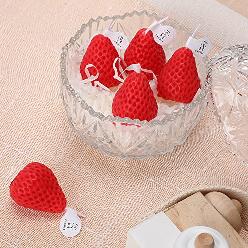 8 Pieces Strawberry Candle Strawberry Shaped Scented Candle Mini Soy Wax Candle Small Scented Cute Candle Wax Decorative Candle for Bedroom Bathroom Decoration Parties, 2 Packs (Red)