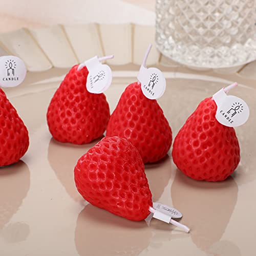 8 Pieces Strawberry Candle Strawberry Shaped Scented Candle Mini Soy Wax Candle Small Scented Cute Candle Wax Decorative Candle for Bedroom Bathroom Decoration Parties, 2 Packs (Red)