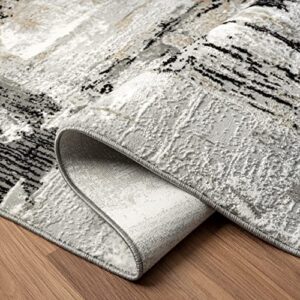 LUXE WEAVERS Camellia Collection 1660 Grey 9x12 Distressed Abstract Area Rug