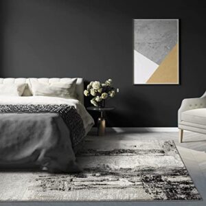 LUXE WEAVERS Camellia Collection 1660 Grey 9x12 Distressed Abstract Area Rug