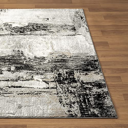 LUXE WEAVERS Camellia Collection 1660 Grey 9x12 Distressed Abstract Area Rug