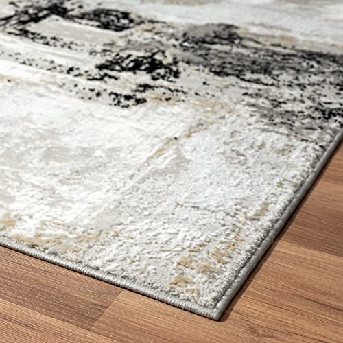LUXE WEAVERS Camellia Collection 1660 Grey 9x12 Distressed Abstract Area Rug