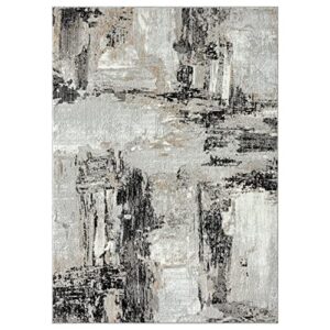 LUXE WEAVERS Camellia Collection 1660 Grey 9x12 Distressed Abstract Area Rug