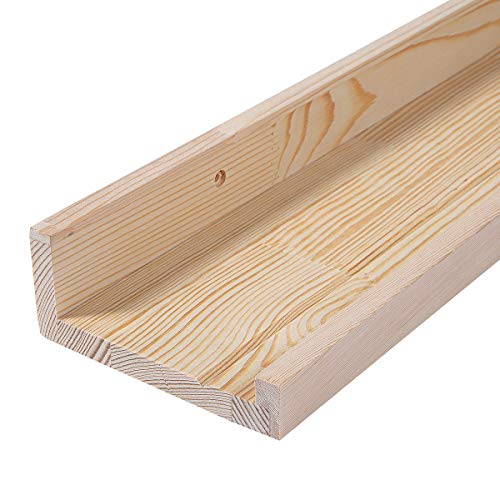 AZSKY 24 Inch Floating Shelves Natural Wood Wall Mounted Set of 3,Wooden Large Picture Ledge Shelf for Home Decoration for bedrooms,Office,Living Room, Kitchen,3 Same Sizes