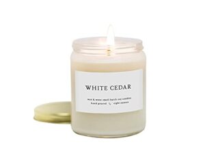 wax & wane white cedar modern scented candle – 8 oz soy candles gifts for women for home décor, 40+ hours long lasting scented candles handmade in the usa from 100% natural soy wax