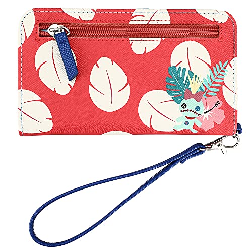 Bioworld The Stitch And Flowers Screen Printed Tech Wallet Wristlet