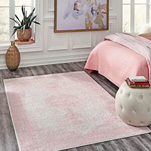 Rugs.com Dover Collection Rug – 2' x 3' Pink Low-Pile Rug Perfect for Entryways, Kitchens, Breakfast Nooks, Accent Pieces