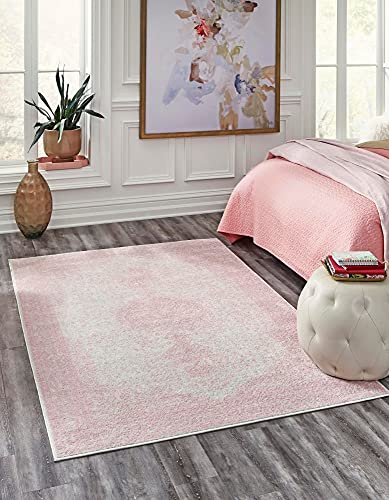 Rugs.com Dover Collection Rug – 2' x 3' Pink Low-Pile Rug Perfect for Entryways, Kitchens, Breakfast Nooks, Accent Pieces