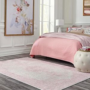 Rugs.com Dover Collection Rug – 2' x 3' Pink Low-Pile Rug Perfect for Entryways, Kitchens, Breakfast Nooks, Accent Pieces