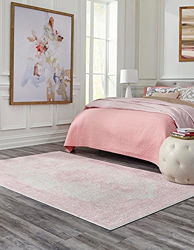 Rugs.com Dover Collection Rug – 2' x 3' Pink Low-Pile Rug Perfect for Entryways, Kitchens, Breakfast Nooks, Accent Pieces