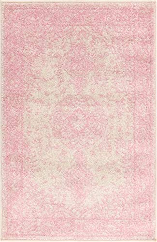 Rugs.com Dover Collection Rug – 2' x 3' Pink Low-Pile Rug Perfect for Entryways, Kitchens, Breakfast Nooks, Accent Pieces