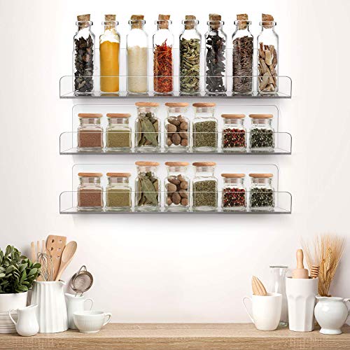 Sorbus Acrylic Wall Ledge Floating Shelf Rack Organizer, Invisible Display Style, for Books, Figurine, Picture Frame Storage, Wall Mounted Shelves for Home, Bathroom, Nail Salon, Spa (15 x 4.3 x 3'')