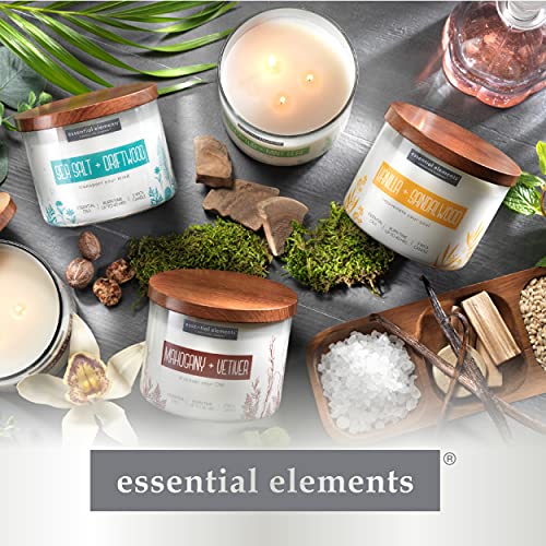 Essential Elements by Candle-lite Scented Candles, Sea Salt & Driftwood Fragrance, One 14.75 oz. Three-Wick Aromatherapy Candle with 45 Hours of Burn Time, Off-White Color