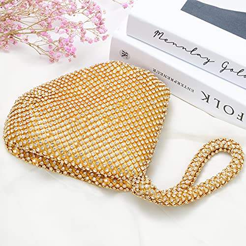 Women's Handbag 1920s Bling Rhinestones Purse 20s Gatsby Crystal Evening Clutch Bag for Halloween Carnival Birthday Wedding Party Christmas Valentine's Day Gold