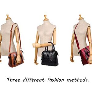 GJGJTER Synthetic PU Leather Tote for Women Satchel Crossbody Hobo 4pcs Handbags Shoulder Bags Tassel Fox Ornament-Black