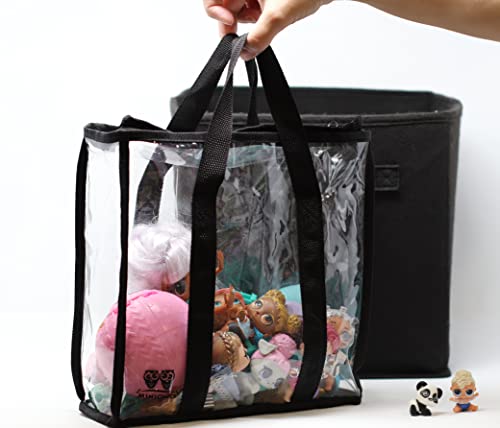 MiniOwls Bin and Chest Organizing Bags - Waterproof Clear Plastic Travelling Pouch. Storage for Toys, Kids Books, Balls, Blocks and Games (12x12 Set of 3)