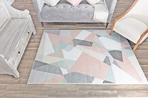 Rugs America Mika Collection MO60A Milkshake Contemporary Geometric Area Rug 5'0"x7'6"